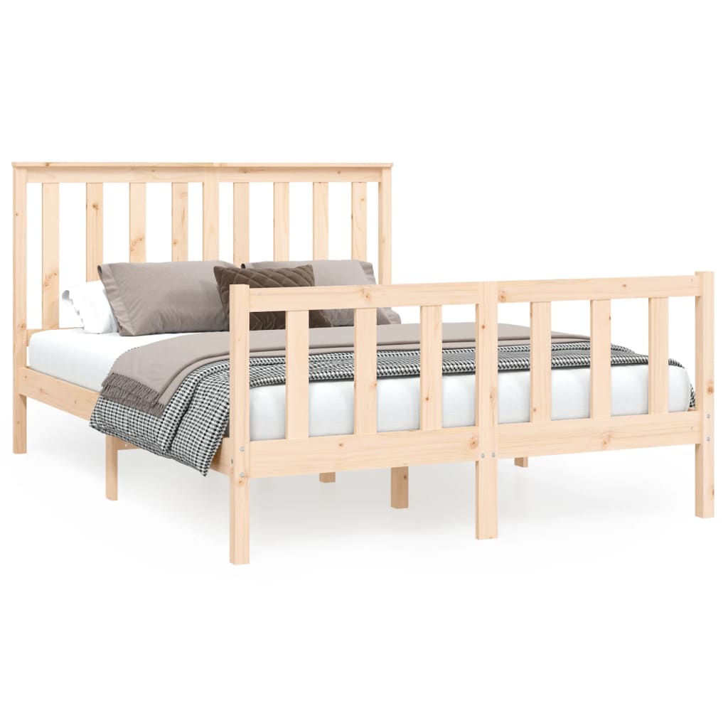 Bedframe met hoofdbord massief grenenhout 200x200 cm