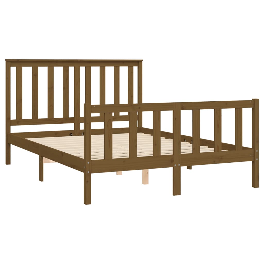 Bedframe met hoofdbord massief grenenhout 200x200 cm