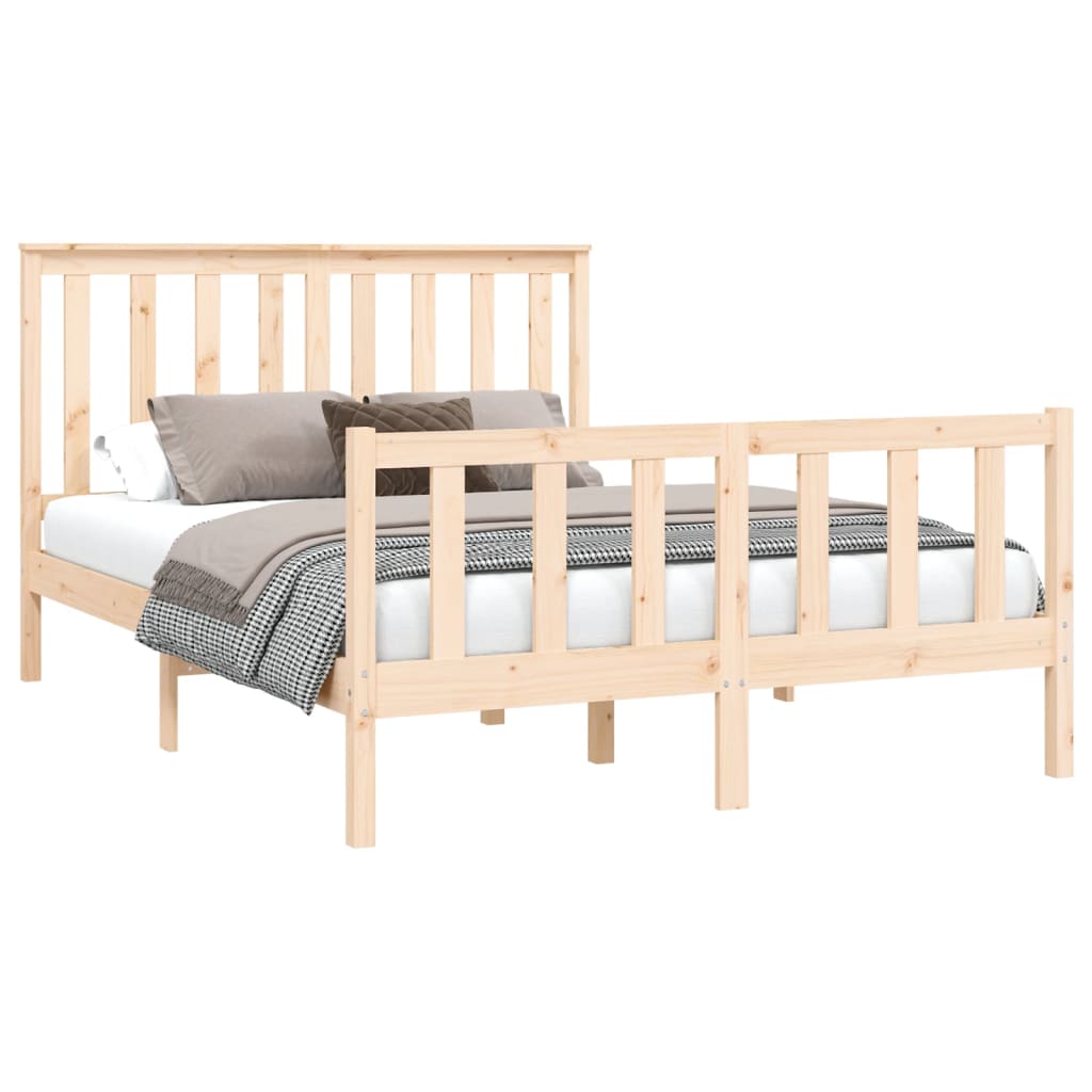 Bedframe met hoofdbord massief grenenhout 200x200 cm