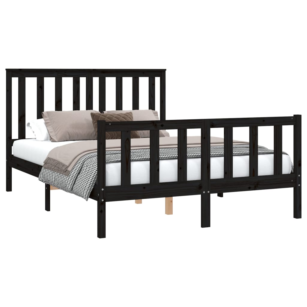 Bedframe met hoofdbord massief grenenhout 200x200 cm