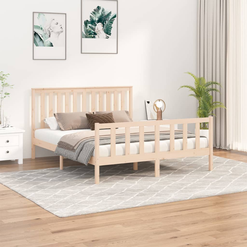 Bedframe met hoofdbord massief grenenhout 200x200 cm