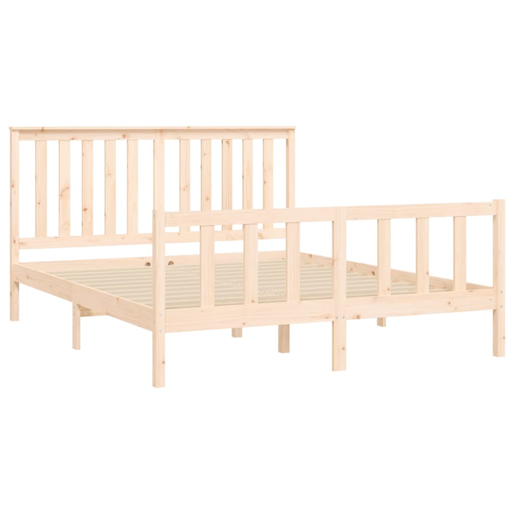 Bedframe met hoofdbord massief grenenhout 200x200 cm