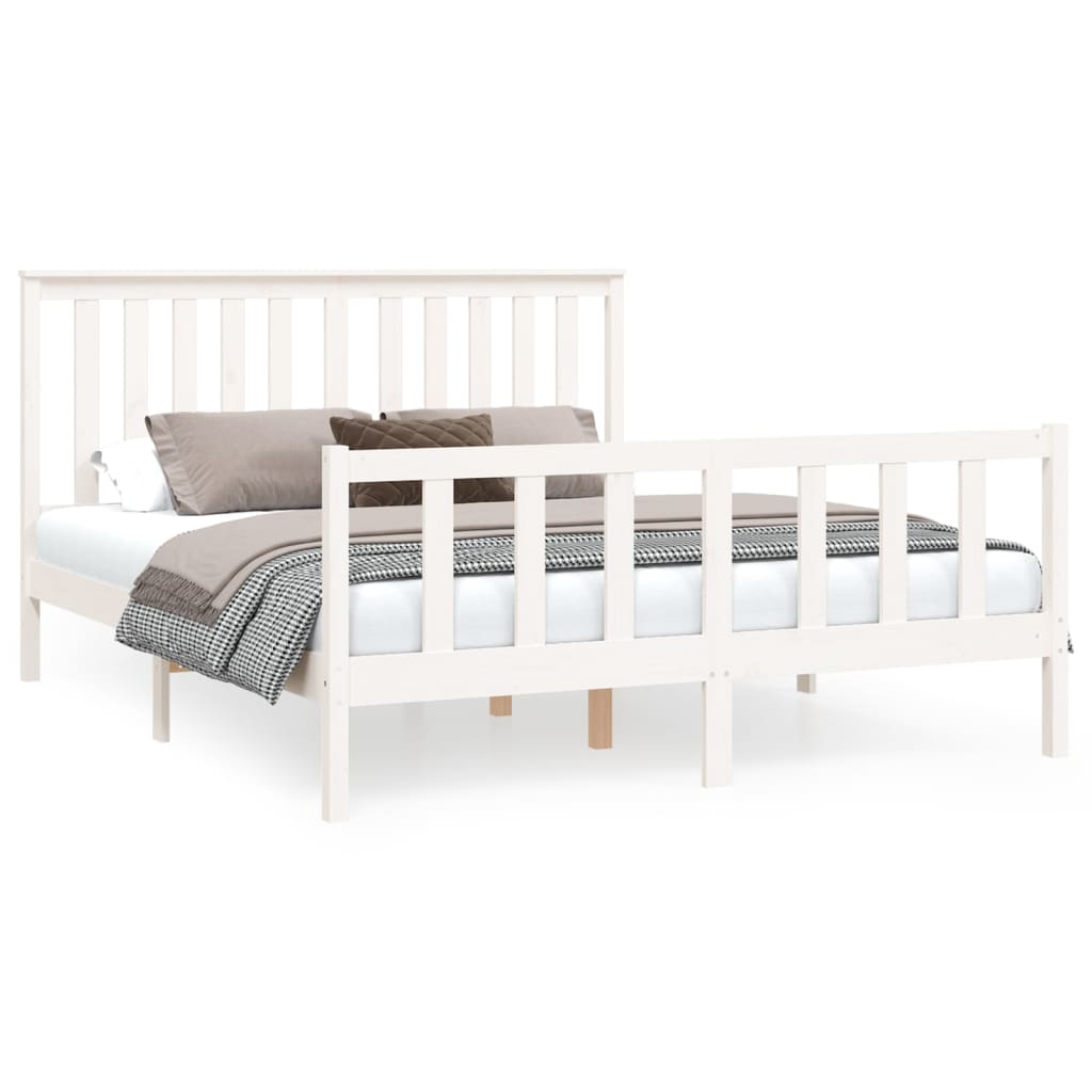 Bedframe met hoofdbord massief grenenhout 200x200 cm