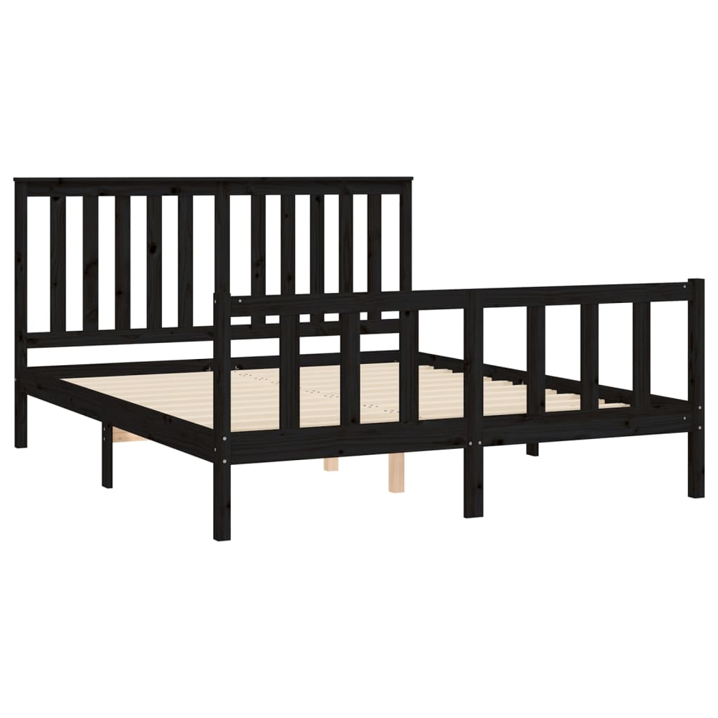 Bedframe met hoofdbord massief grenenhout 200x200 cm