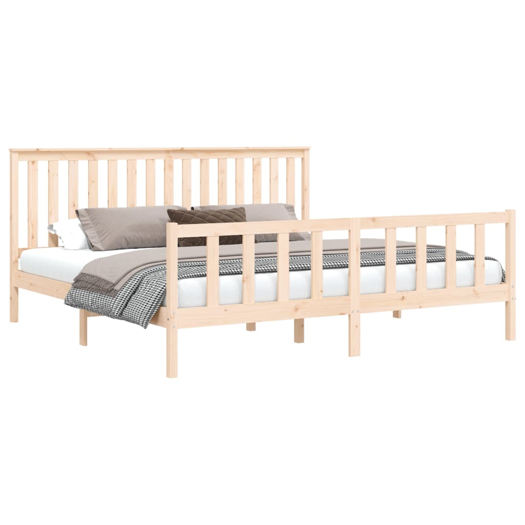 Bedframe met hoofdbord massief grenenhout 200x200 cm