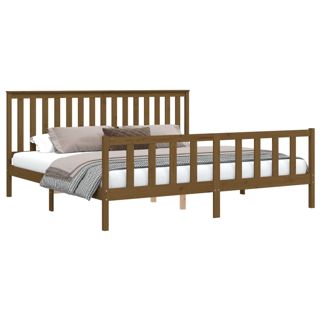 Bedframe met hoofdbord massief grenenhout 200x200 cm