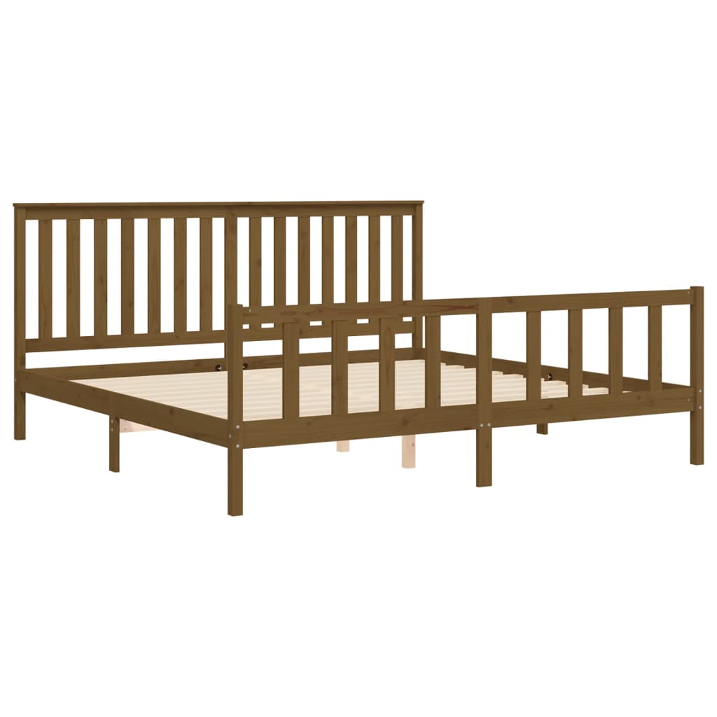 Bedframe met hoofdbord massief grenenhout 200x200 cm