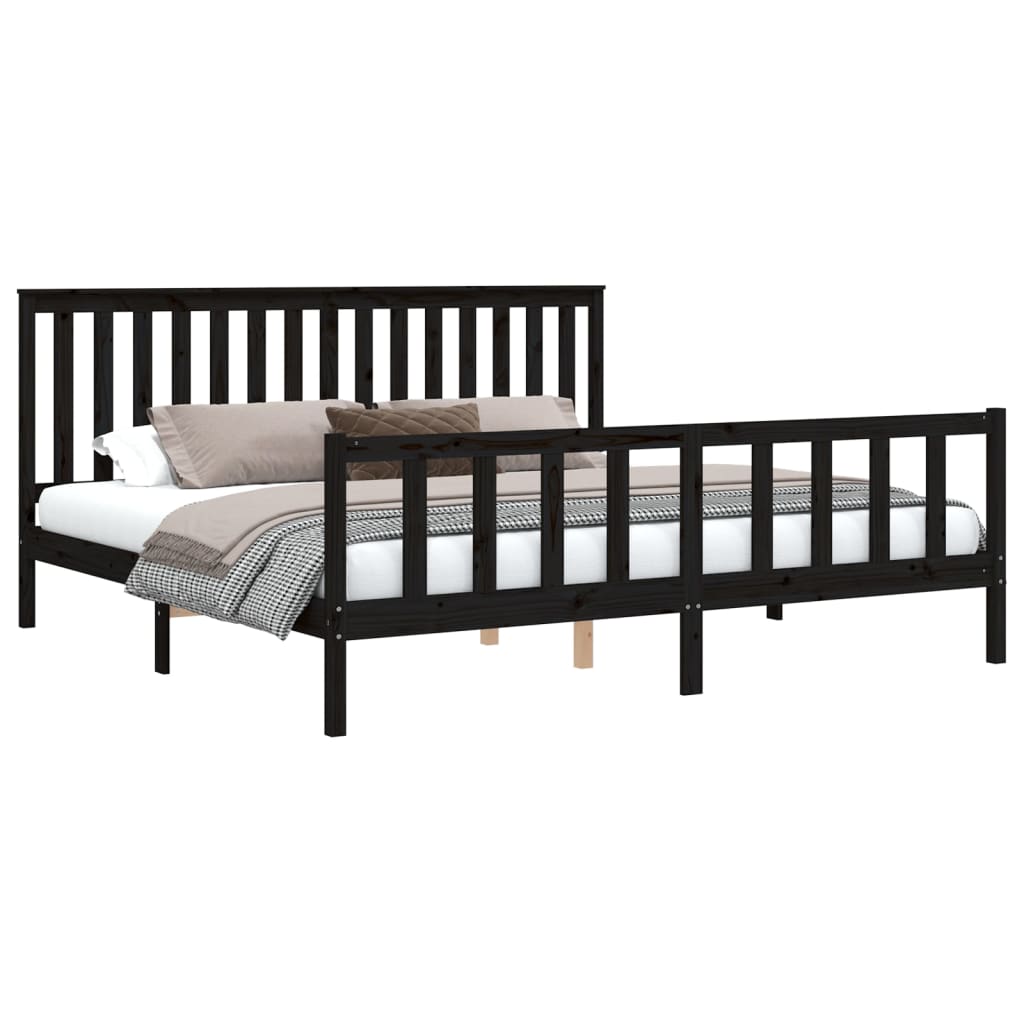 Bedframe met hoofdbord massief grenenhout 200x200 cm