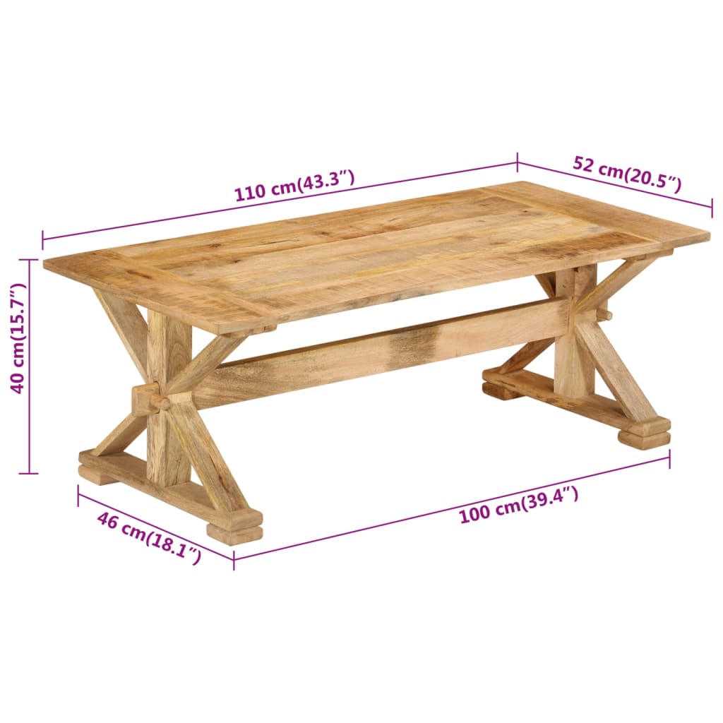 Salontafel 110x52x40 cm massief mangohout