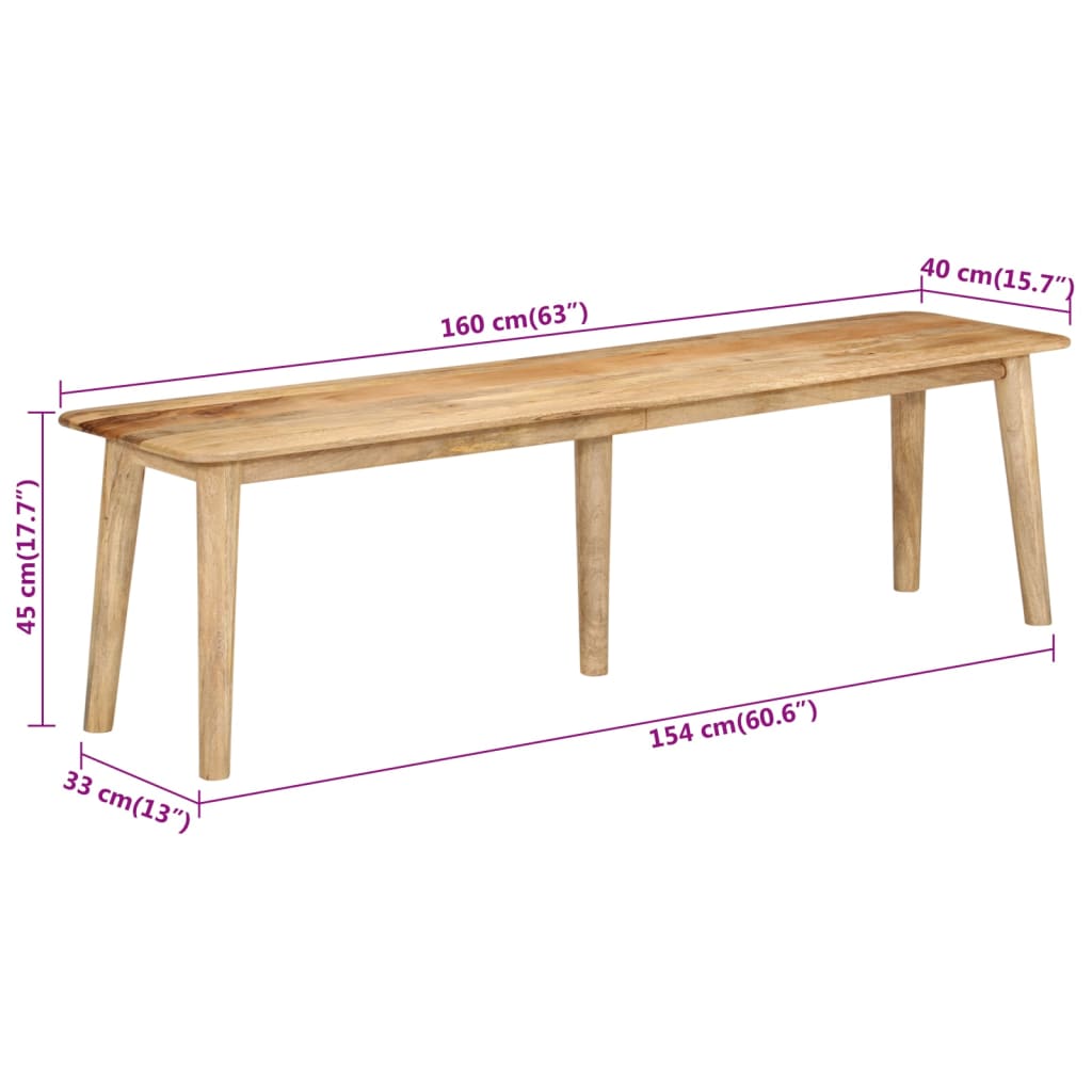 Bankje 160x40x45 cm massief mangohout en ijzer