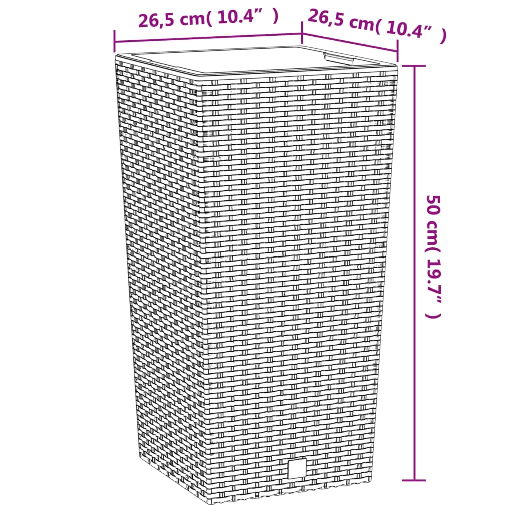 Plantenbak met uitneembare bak rattan-look 21/49 L PP