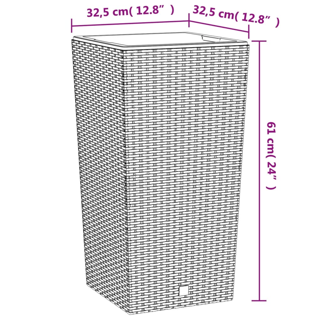 Plantenbak met uitneembare bak rattan-look 21/49 L PP