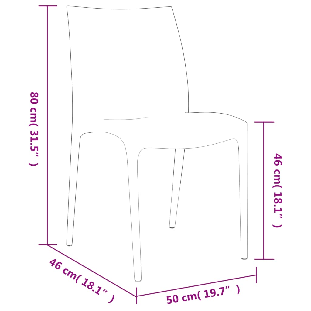 Tuinstoelen 2 st 50x46x80 cm polypropeen crèmekleurig