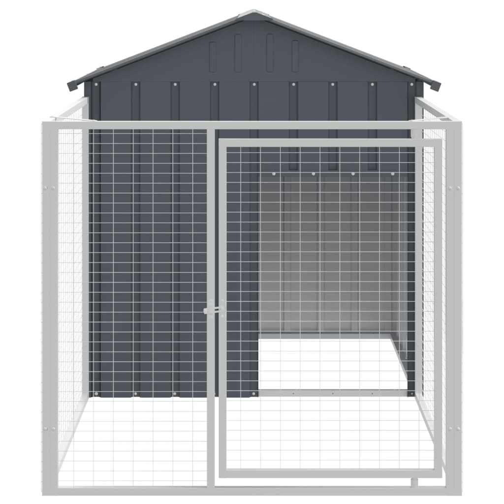 Hondenhok met dak 117x405x123 cm staal