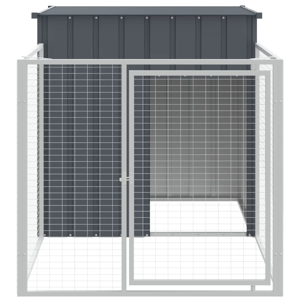 Hondenhok met dak 110x201x110 cm gegalvaniseerd staal grijs