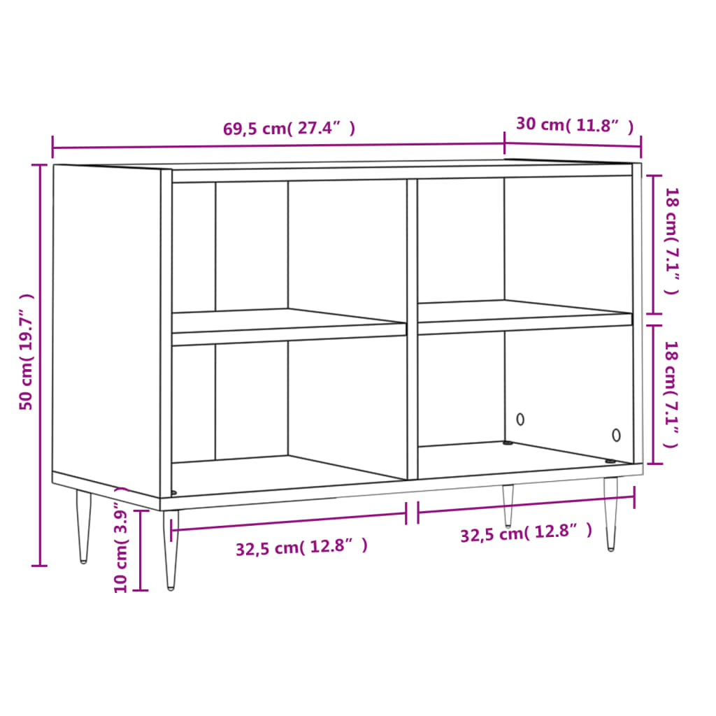 Tv-meubel 69,5x30x50 cm bewerkt hout