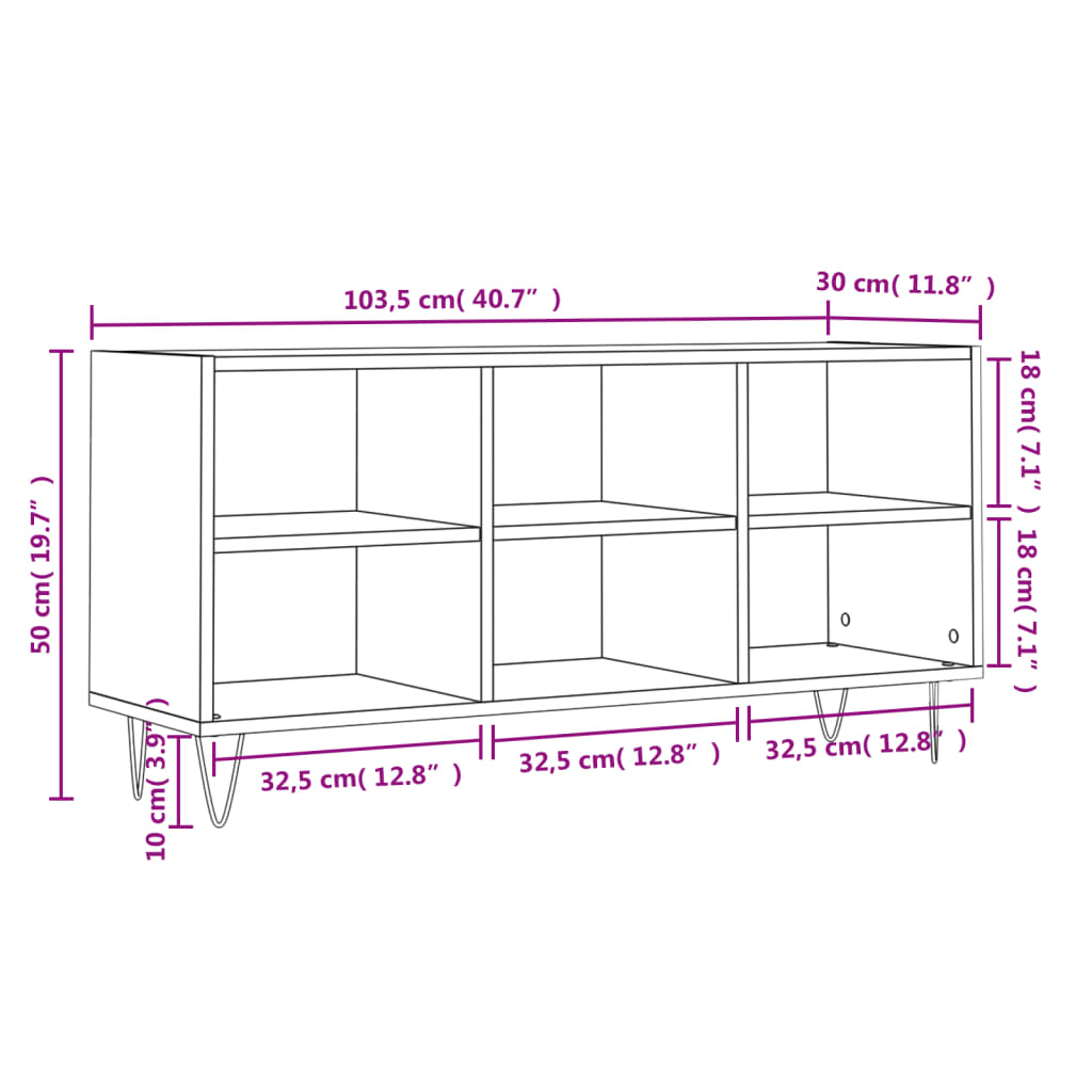 Tv-meubel 103,5x30x50 cm bewerkt hout bruin eikenkleur