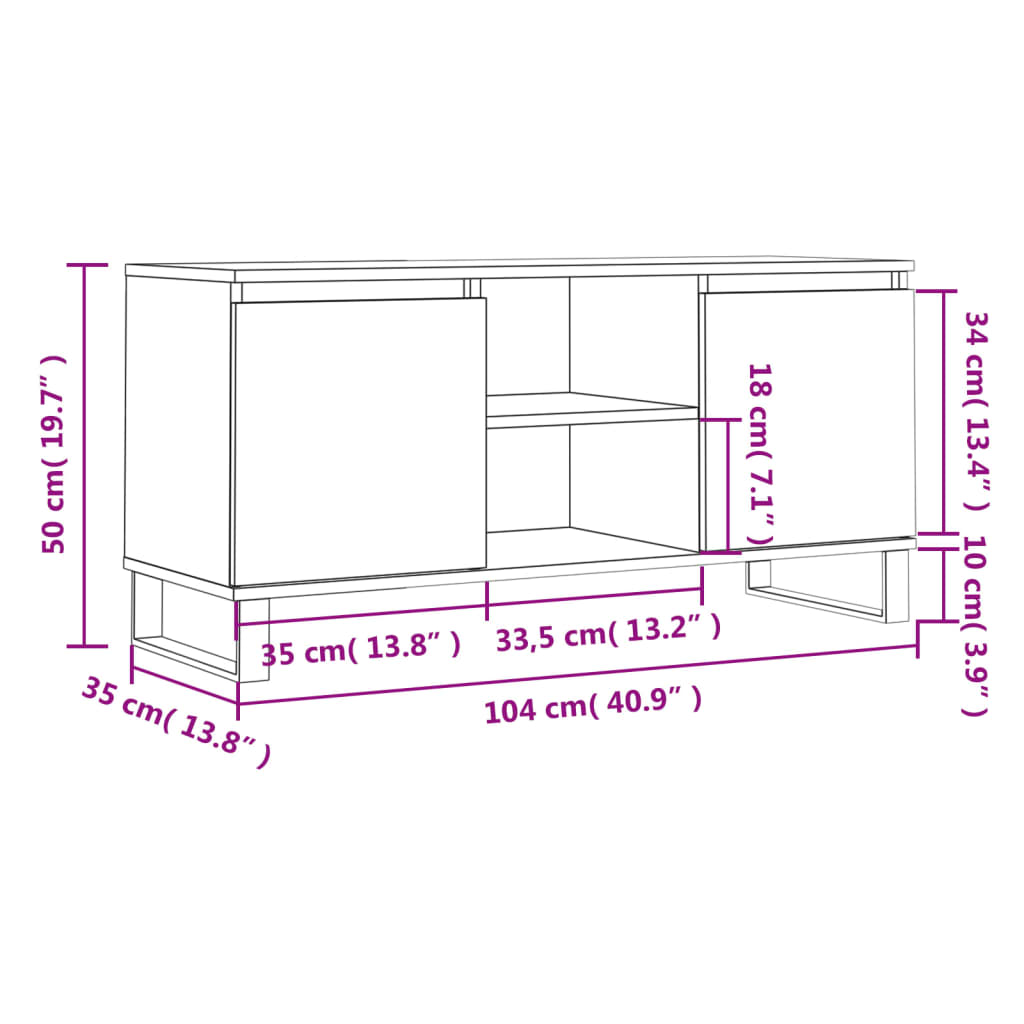 Tv-meubel 104x35x50 cm bewerkt hout