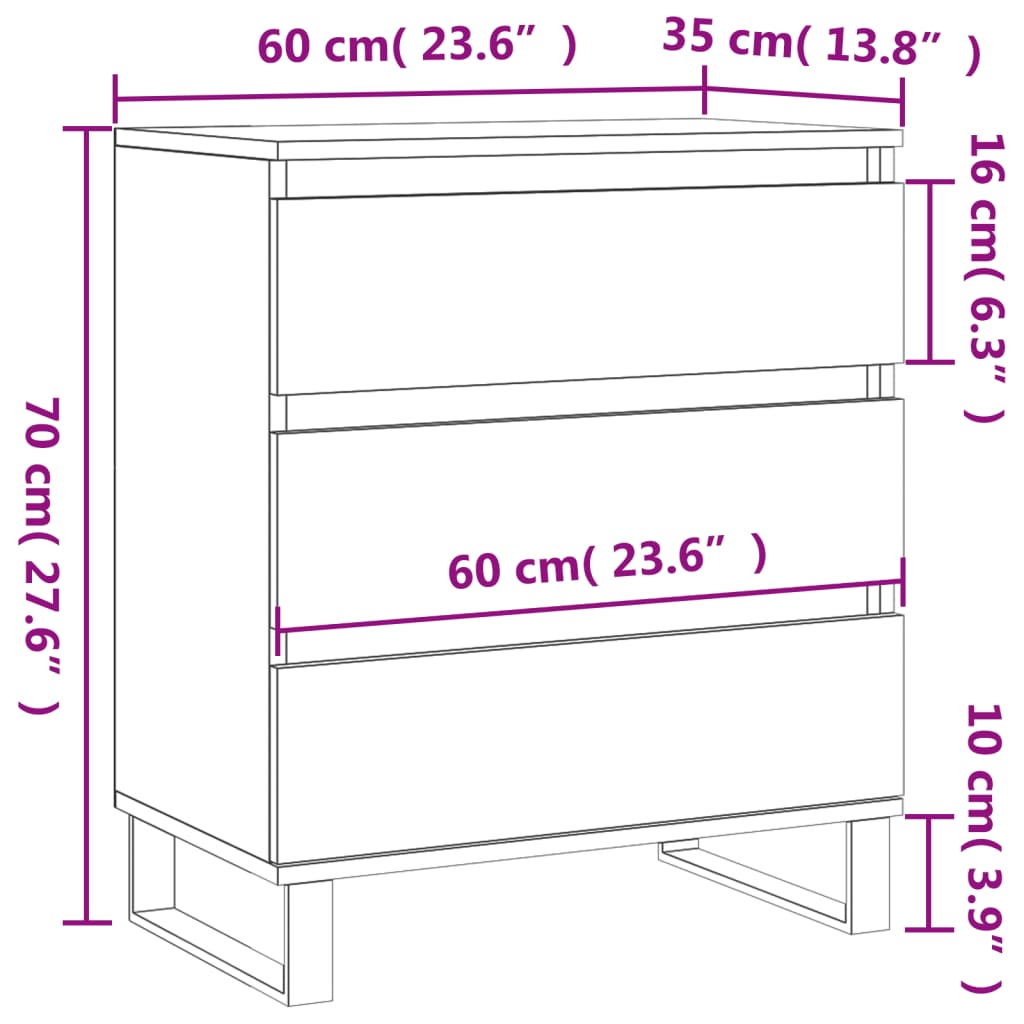 Dressoir 60x30x75 cm bewerkt hout eikenkleurig