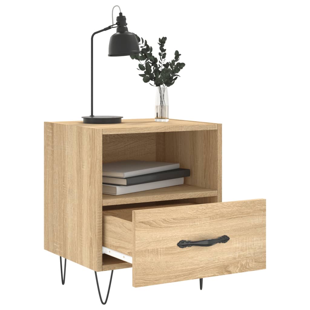 Nachtkastjes 2 st 40x35x47,5 cm bewerkt hout bruin eikenkleur