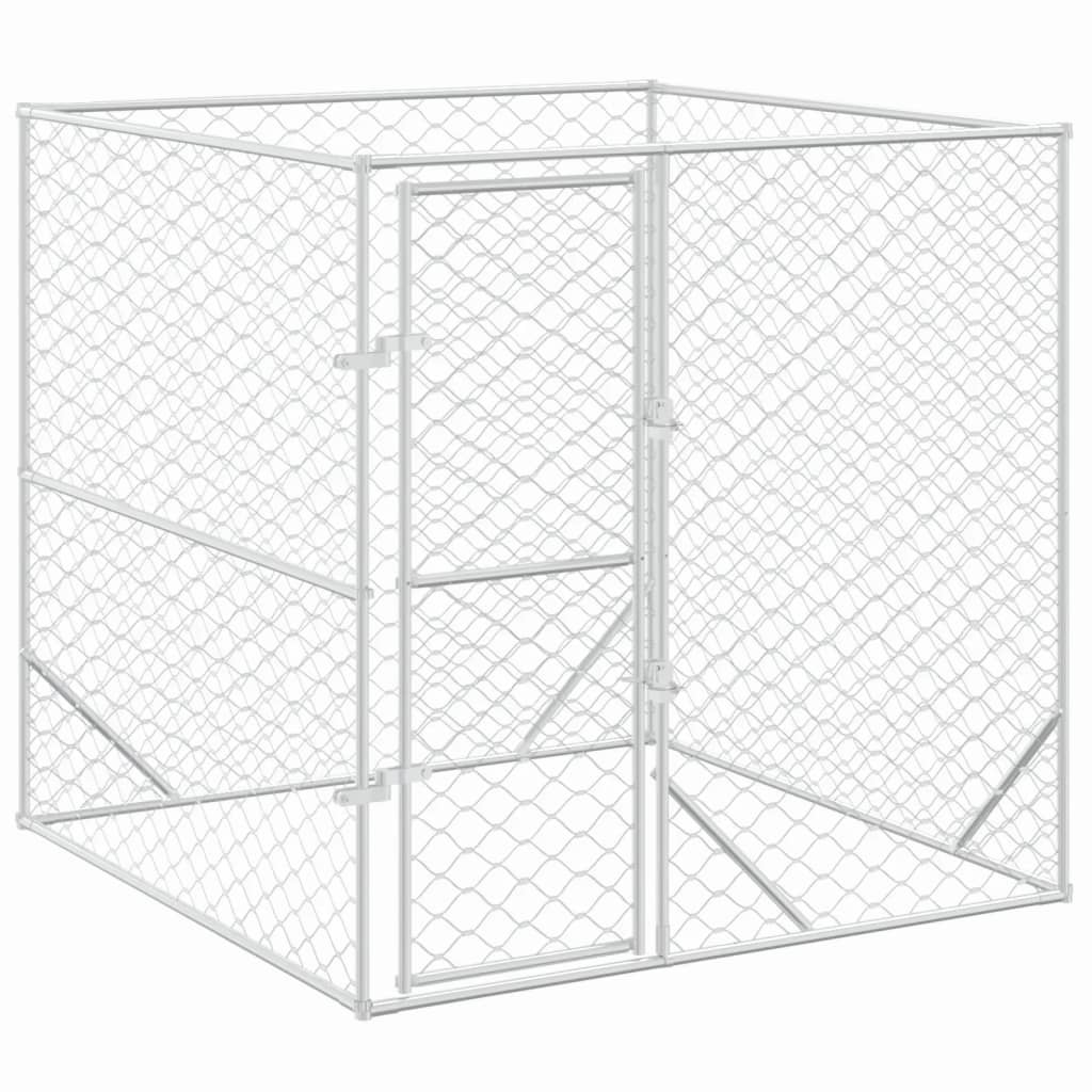 Hondenkennel voor buiten 4x16x2 m gegalvaniseerd staal zilver