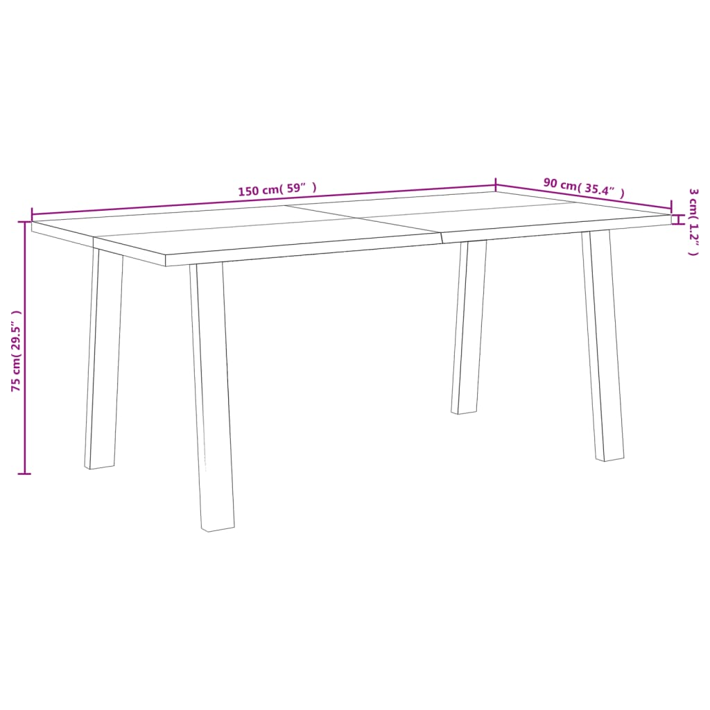 Eettafel 200x90x75 cm massief acaciahout