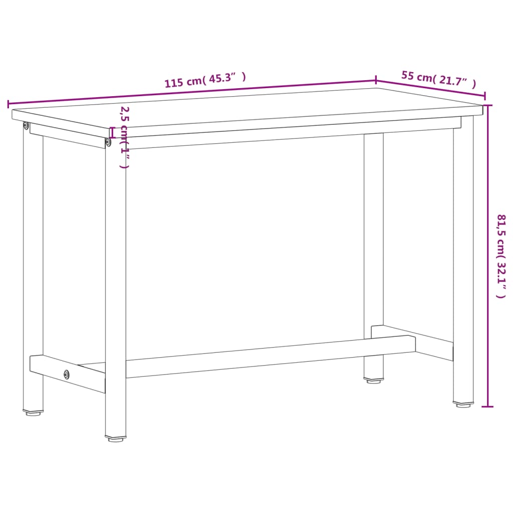 Werkbank 220x55x81,5 cm massief beukenhout en metaal