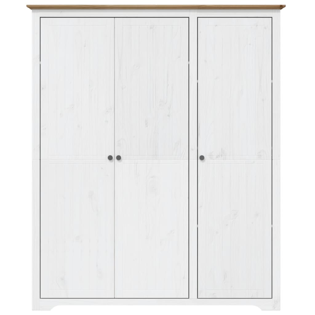 Kledingkast BODO 99x53,5x173 cm massief grenenhout wit bruin