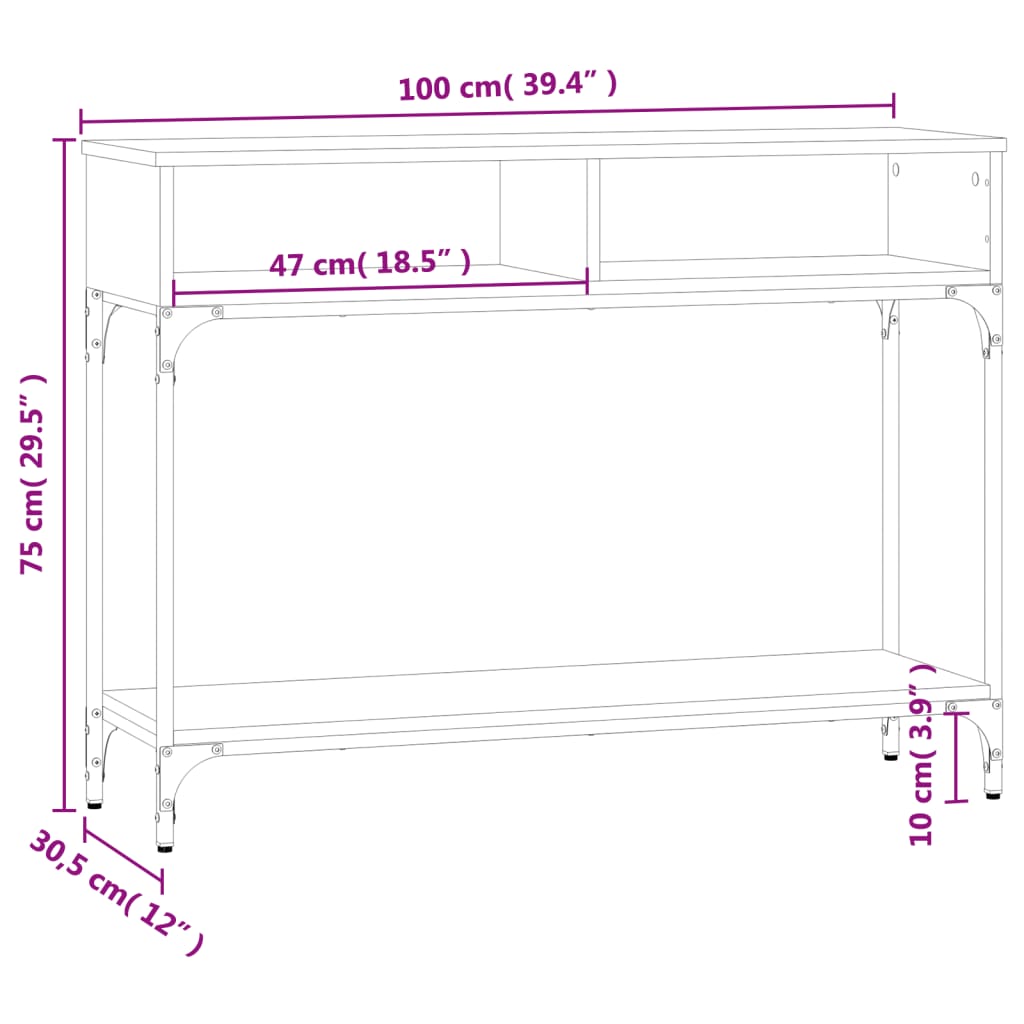 Wandtafel 100x30,5x75 cm bewerkt hout eikenkleurig