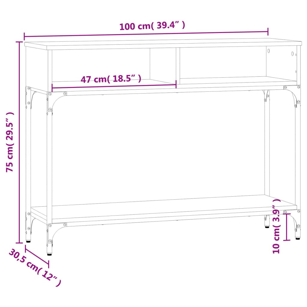 Wandtafel 100x30,5x75 cm bewerkt hout eikenkleurig