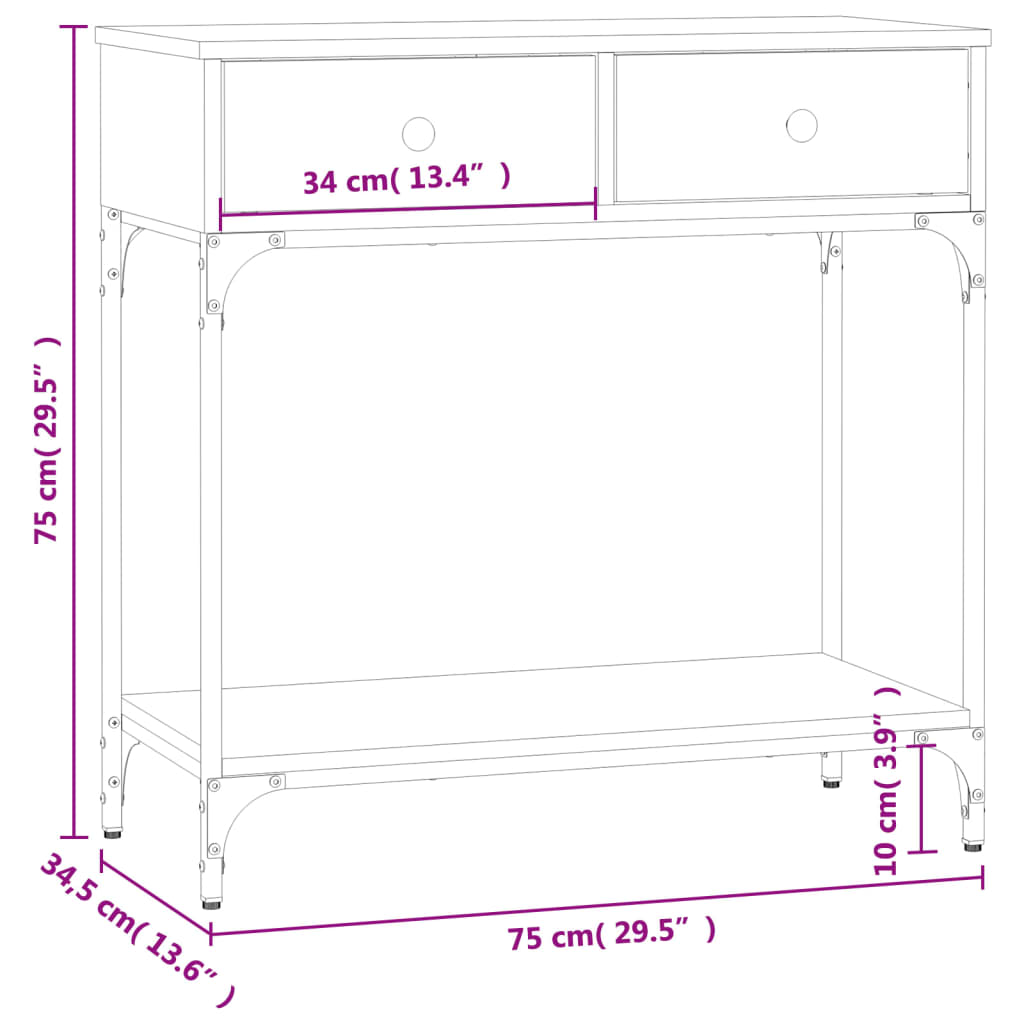 Wandtafel 75x34,5x75 cm bewerkt hout zwart