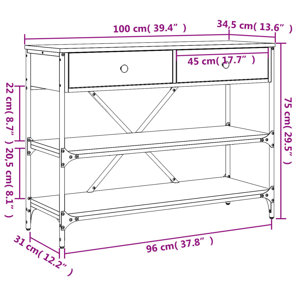 Wandtafel 75x34,5x75 cm bewerkt hout sonoma eikenkleurig