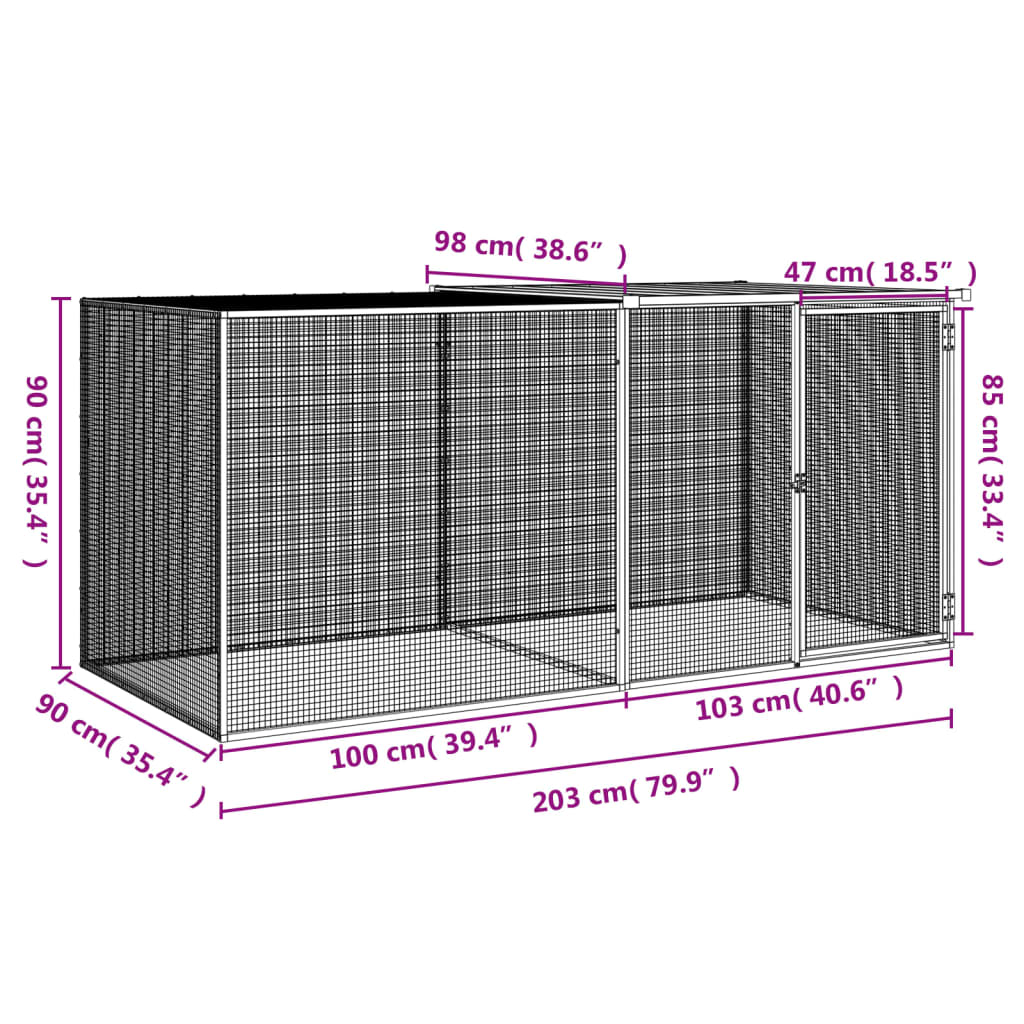 Kippenhok met dak 1003x98x90 cm gegalvaniseerd staal