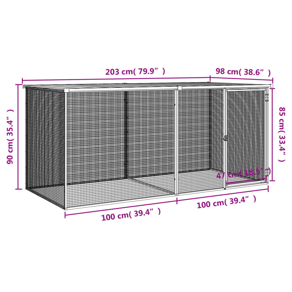 Kippenhok met dak 1003x98x90 cm gegalvaniseerd staal antraciet