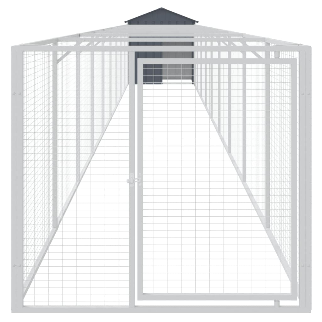 Hondenhok met dak 117x405x123 cm staal