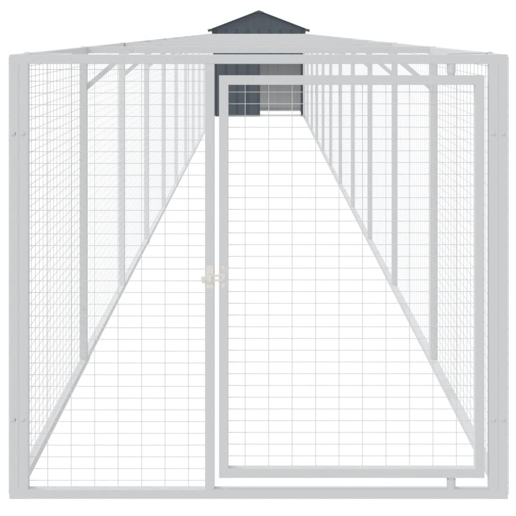 Hondenhok met dak 117x405x123 cm staal