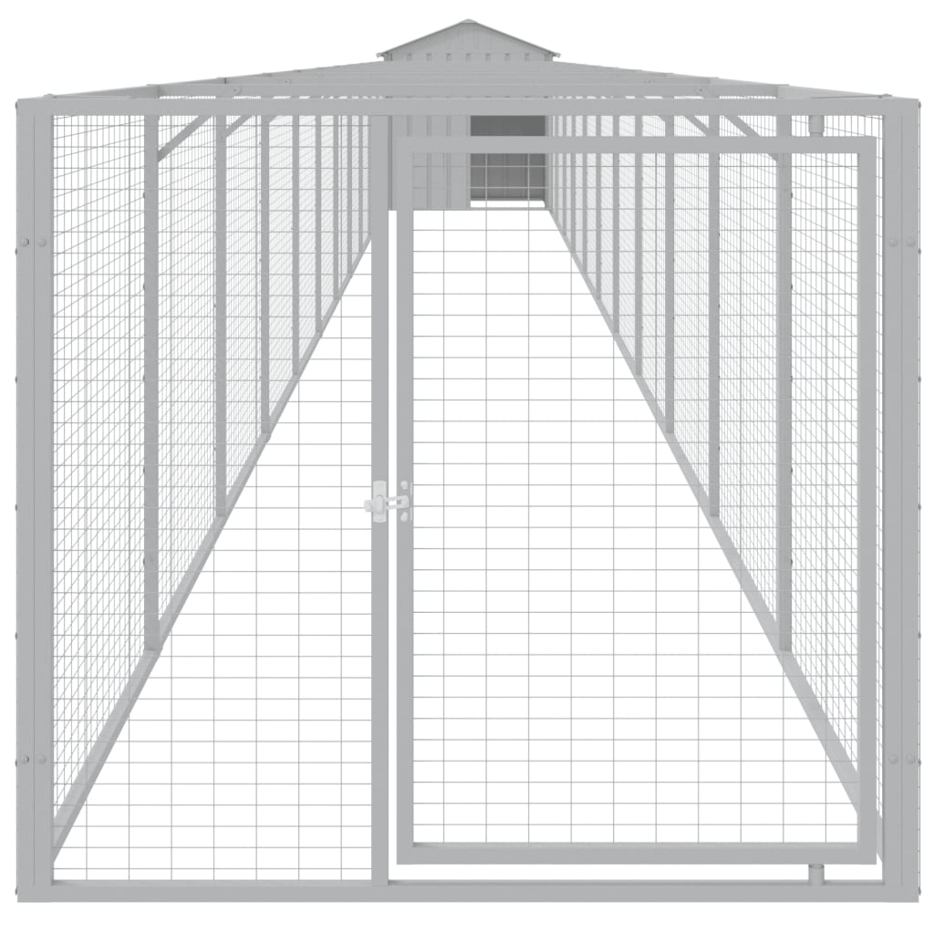 Hondenhok met dak 117x405x123 cm staal