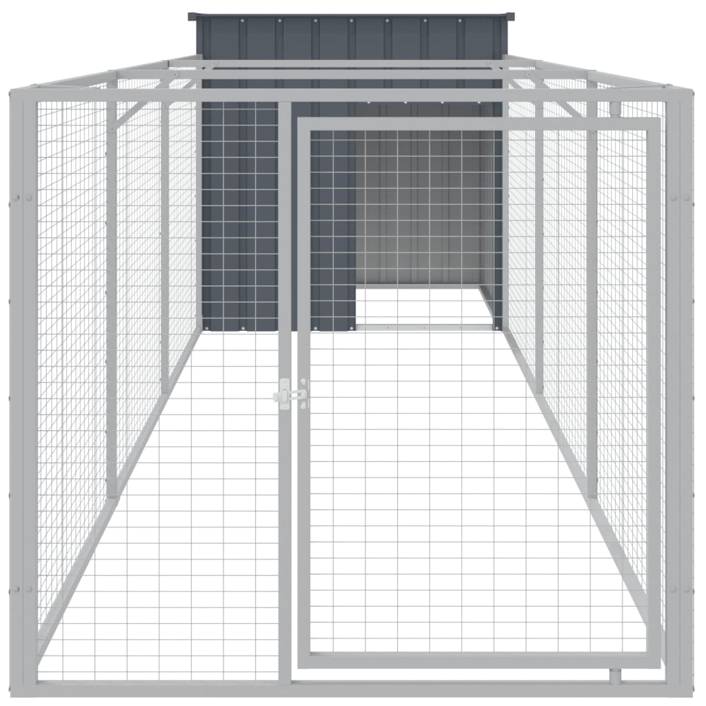 Hondenhok met dak 110x201x110 cm gegalvaniseerd staal grijs