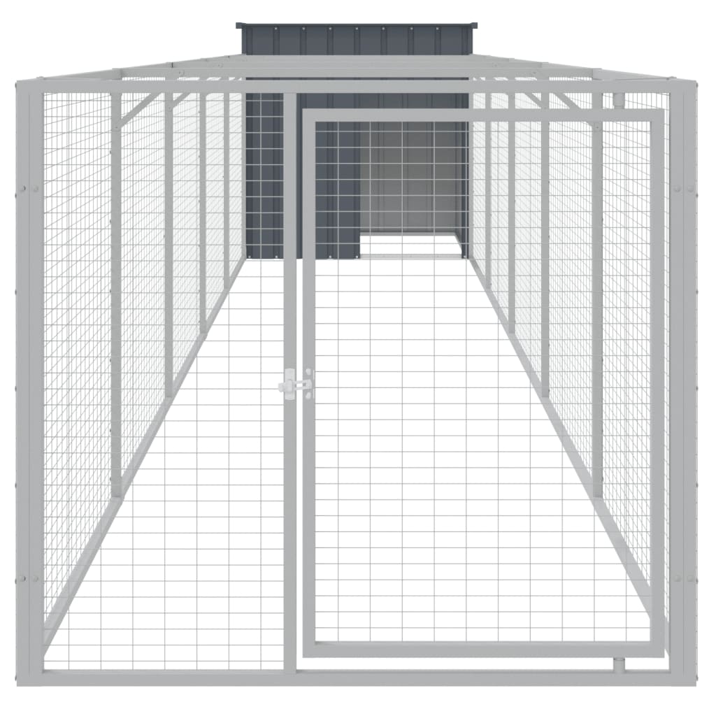 Hondenhok met dak 110x201x110 cm gegalvaniseerd staal grijs