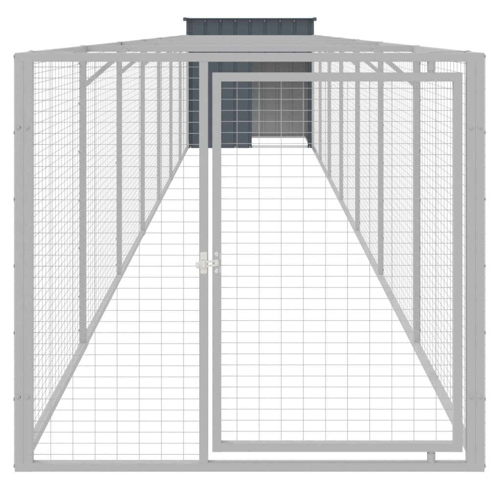 Hondenhok met dak 110x201x110 cm gegalvaniseerd staal grijs