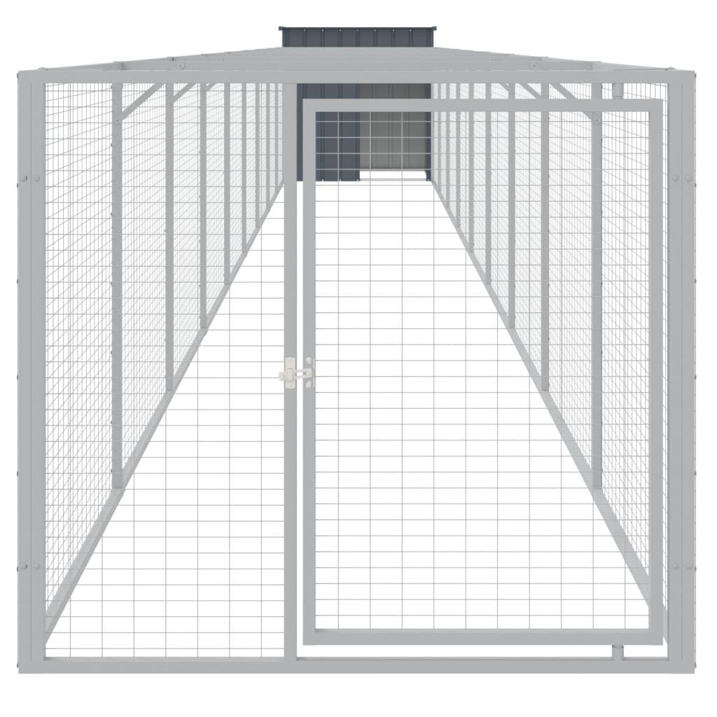 Hondenhok met dak 110x201x110 cm gegalvaniseerd staal grijs