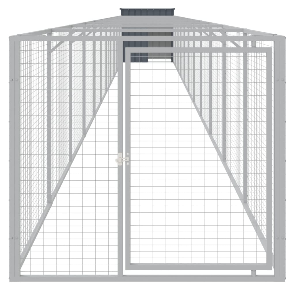 Hondenhok met dak 110x201x110 cm gegalvaniseerd staal grijs