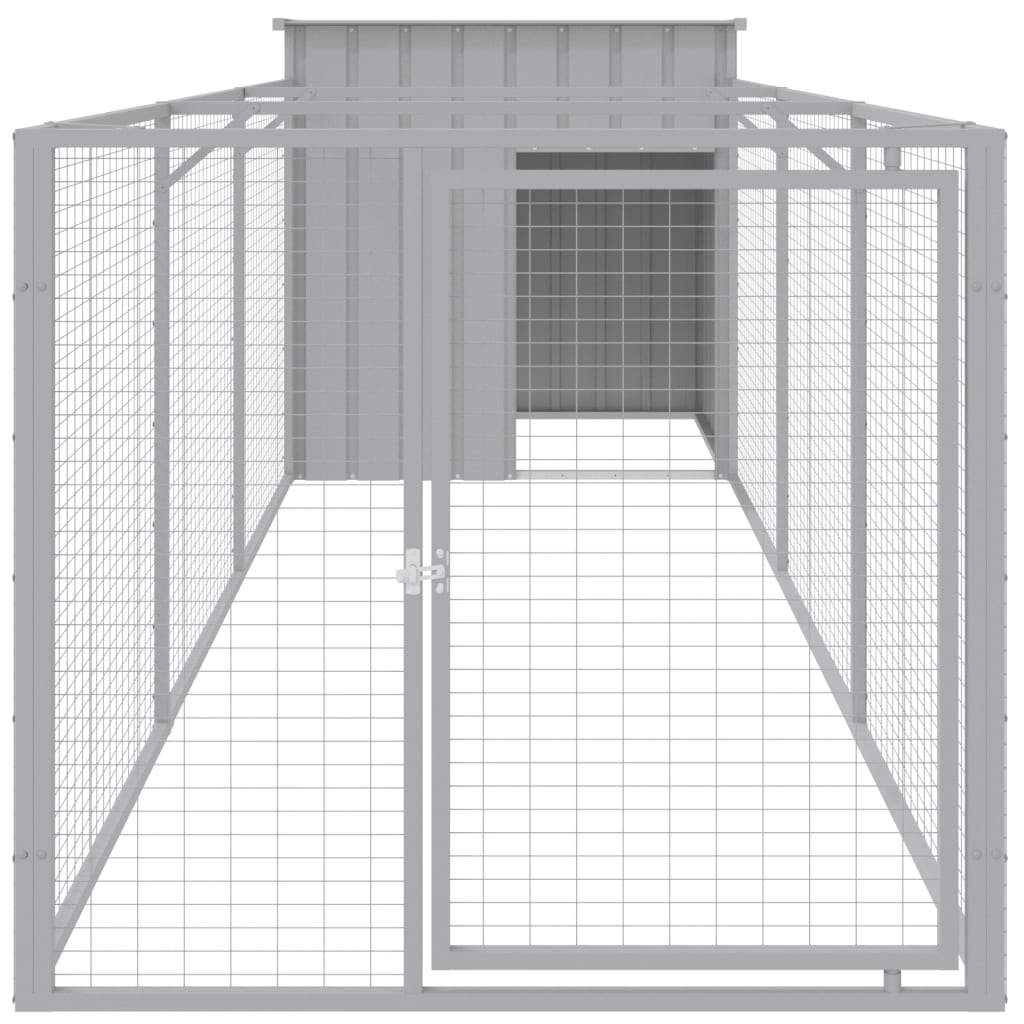 Hondenhok met dak 110x201x110 cm gegalvaniseerd staal grijs