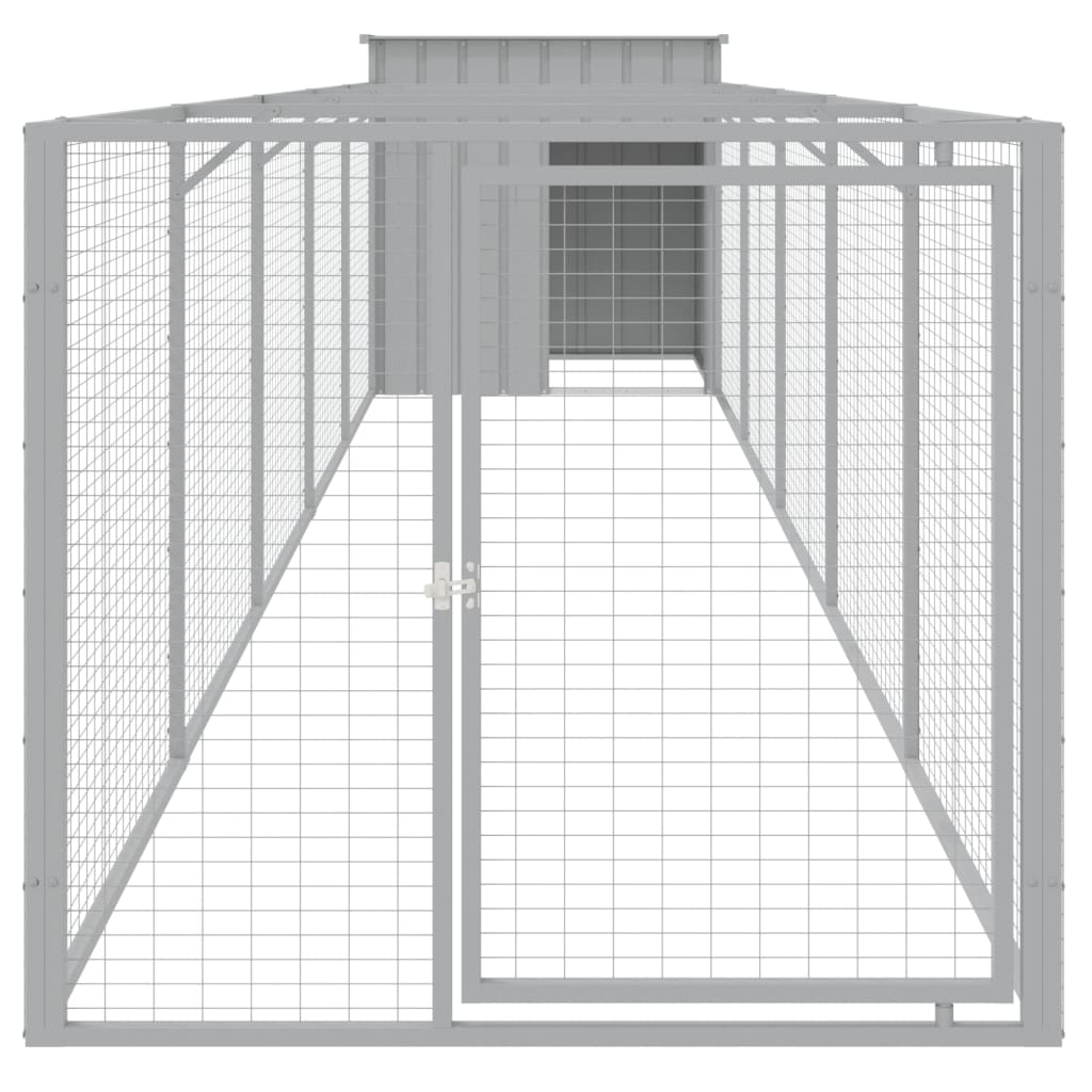 Hondenhok met dak 110x201x110 cm gegalvaniseerd staal grijs