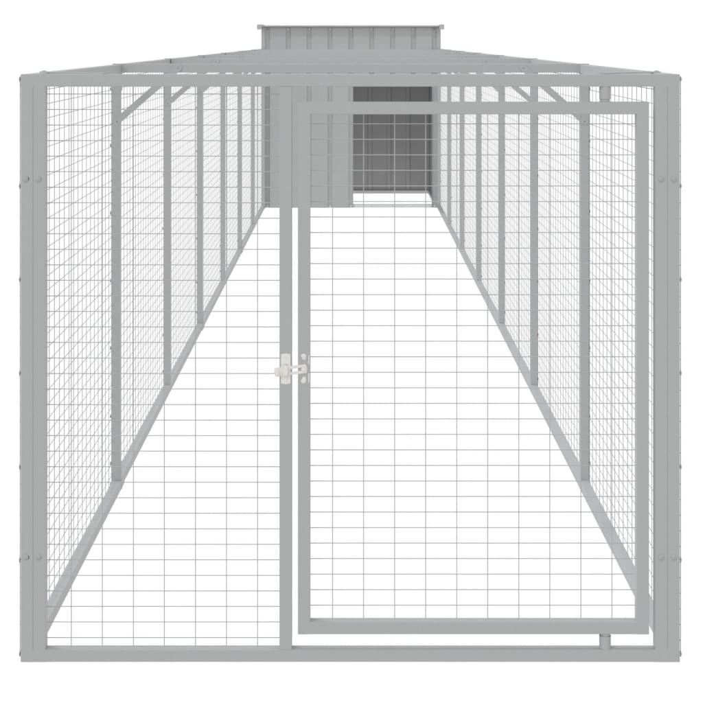 Hondenhok met dak 110x201x110 cm gegalvaniseerd staal grijs