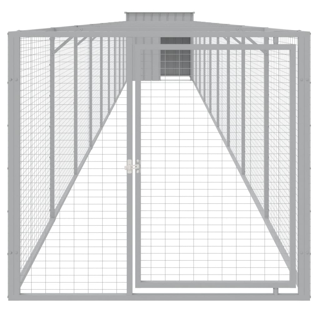 Hondenhok met dak 110x201x110 cm gegalvaniseerd staal grijs