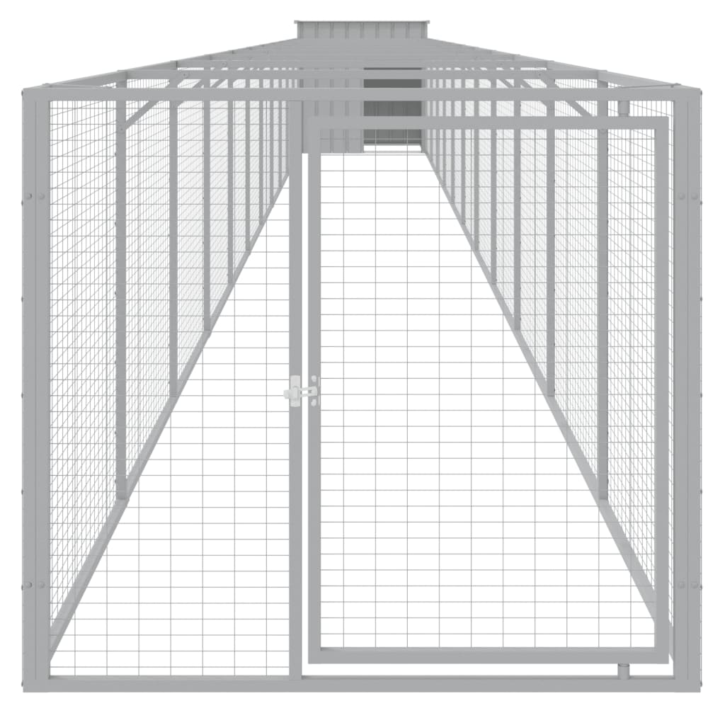 Hondenhok met dak 110x201x110 cm gegalvaniseerd staal grijs