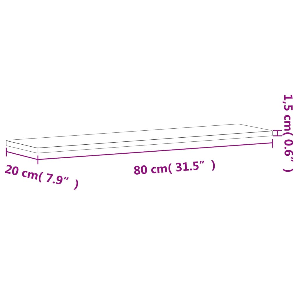 Wandschap 60x20x2,5 cm massief beukenhout