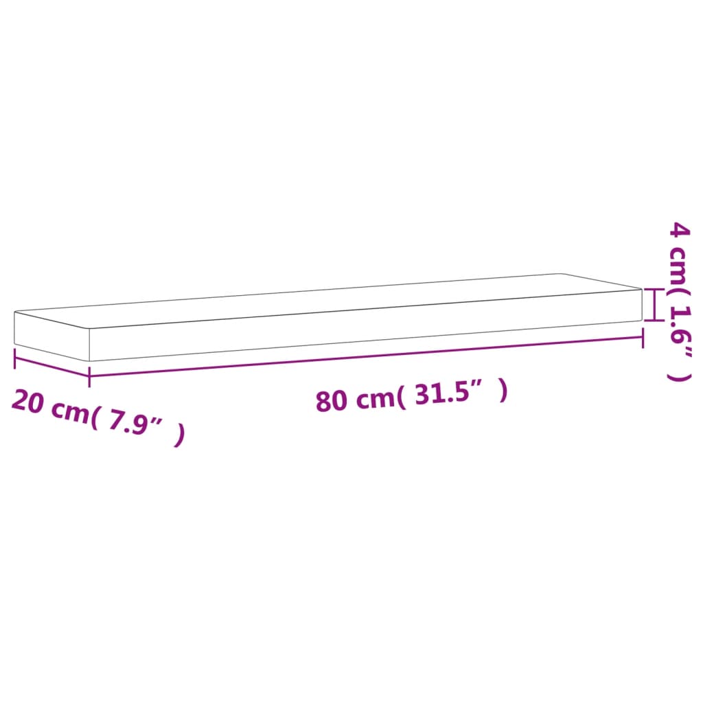 Wandschap 60x20x4 cm massief beukenhout