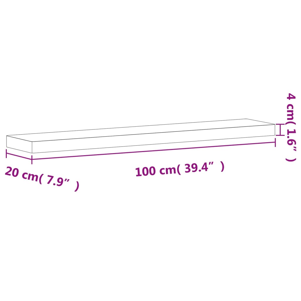 Wandschap 60x20x4 cm massief beukenhout